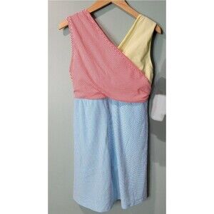 Lands' End Chlorine Resistant Seersucker Multi Color Swimdress Woman’s Sz 16DDD